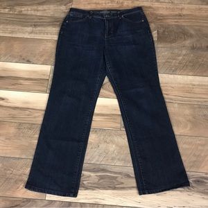 Style & Co Womens Size 14P Straight Leg Natural Fit Dark Wash Denim Blue Jeans